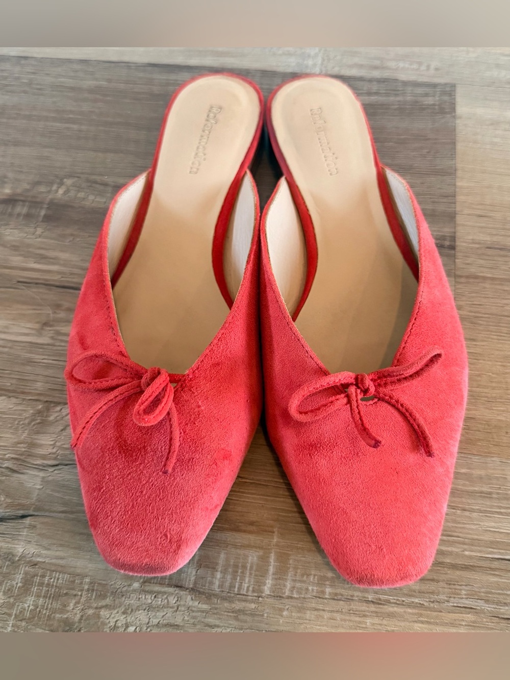 Reformation Belle Suede Flats Red Size 8 - Picture 3 of 15